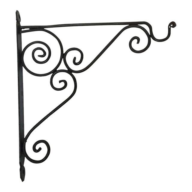 Late 20th Century Wrought Iron Scrolling Wall Mounted Bracket for Lanterns or Signs For Sale