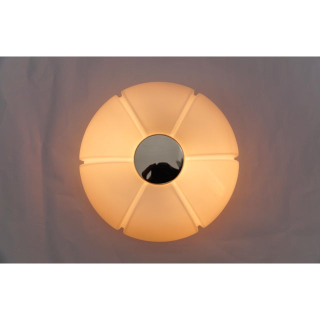 White Opaline Glass Flush Mount by Limburg, Germany, 1960s For Sale - Image 6 of 12