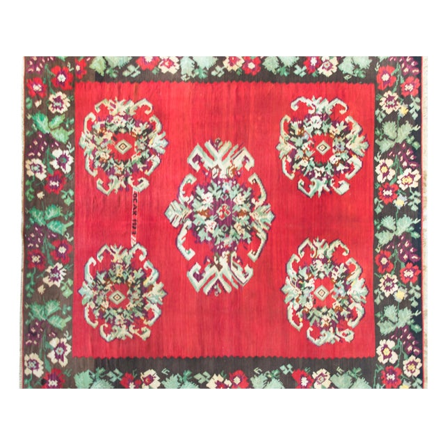 Red Vintage Turkish Bessarabian Kilim Rug For Sale - Image 8 of 15