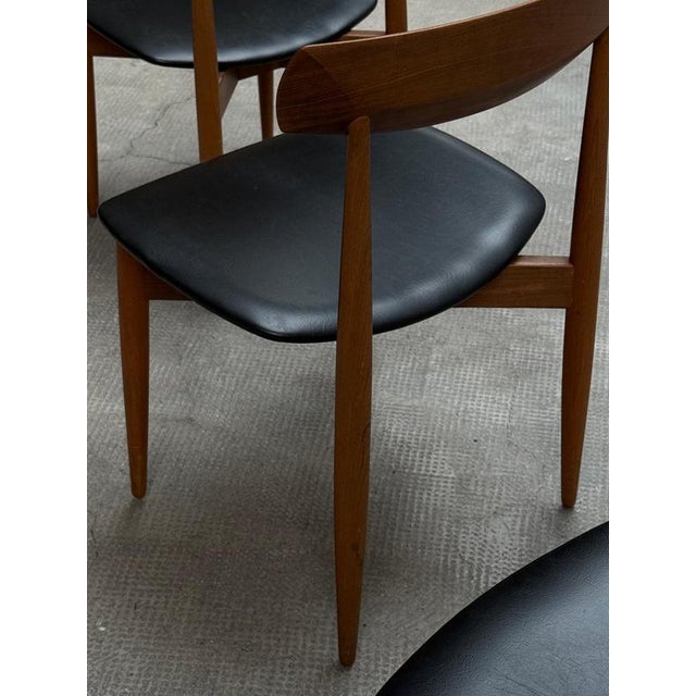 Vintage Danish Dining Chairs in Teak and Black Leather by H.W. Klein for Bramin, Denmark, 1960s, Set of 4 For Sale - Image 12 of 16