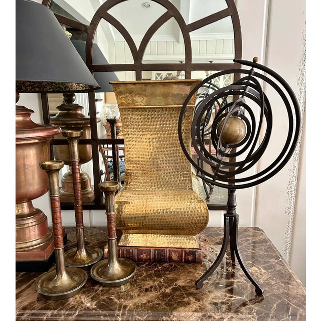Vintage Hammered Brass Umbrella Stand For Sale - Image 4 of 6
