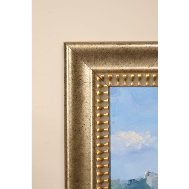 Late 20th Century Western Cowboy on Horse Oil Painting on Canvas 55" x 43" Signed 'S. T. Cesent' in Gold Gilt Frame For Sale - Image 11 of 18