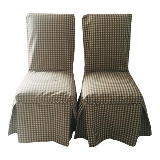Ballard Parsons Side Chair Slip Covers - a Pair For Sale