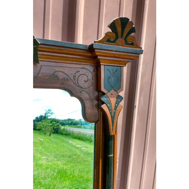 Wood Antique Walnut Victorian Wall Pier Mirror 1880s For Sale - Image 7 of 12