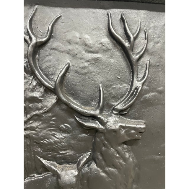 Art Nouveau Exceptional 19th-Century 'Hospitality' Cast Iron Summer Cover — High-Relief Figural Scene 26" W X 28.5"h Cast Iron Fireplace Insert For Sale - Image 3 of 7