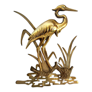 Wall Sculpture Brass Crane