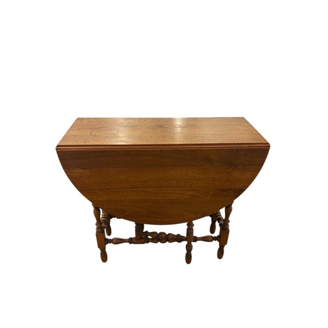 William and Mary Style Drop Leaf Gate Leg Table With Drawer For Sale - Image 4 of 12
