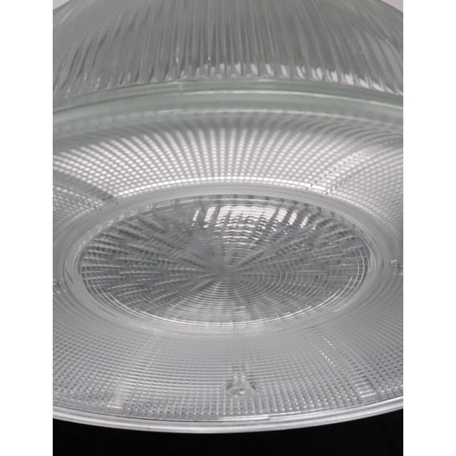Transparent Vintage Industrial Holophane Glass Flush Mount Light For Sale - Image 8 of 12