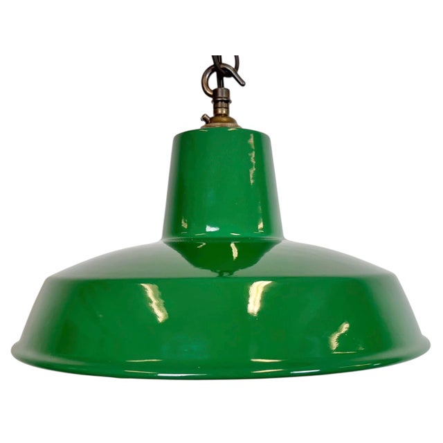 Industrial Green Enamel Factory Pendant Lamp, 1960s For Sale - Image 16 of 16