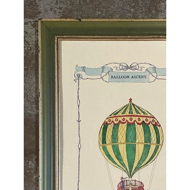 Vintage Framed Hot Air Balloon Print For Sale - Image 9 of 12