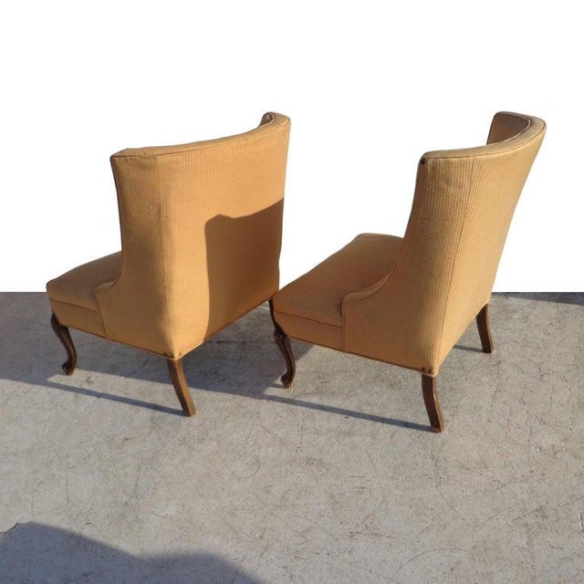 1950s 1950s Hollywood Regency Button Tufted Slipper Chairs - a Pair For Sale - Image 5 of 6