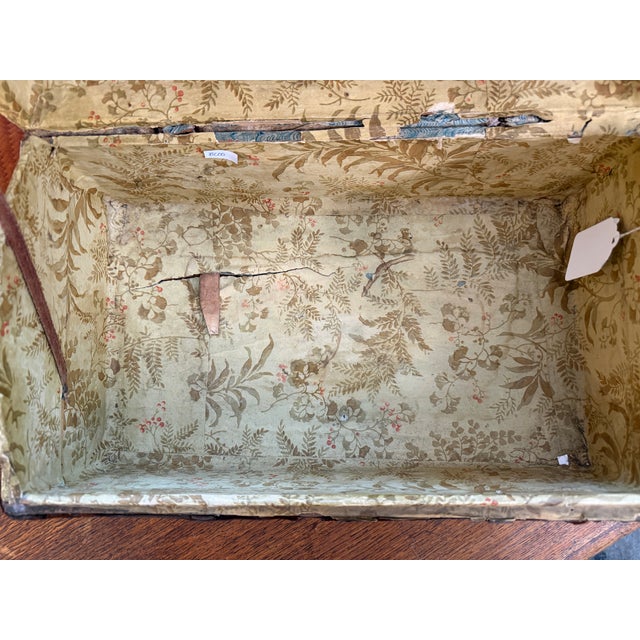 Metal 19th-Century Antique Brass-Studded Leather Document Box Trunk For Sale - Image 7 of 7