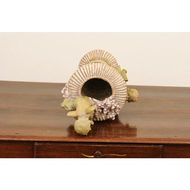 Ceramic 1860s French Napol"on III Painted Terracotta Vase with Cherubs and Roses For Sale - Image 7 of 13