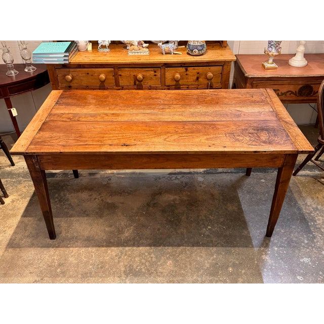 French 19th Century Fruitwood Farm Table With Pull-Out Leaf For Sale - Image 3 of 9