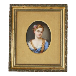 Antique KPM School Portrait Painting of a Young Woman on Porcelain Late 19th Century