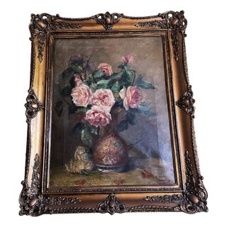 Flowers in a Vase, 1900, Oil on Canvas, Framed For Sale