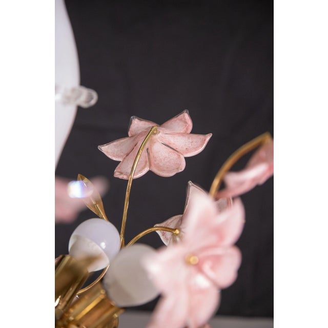 Pink Flowers Murano Chandelier, 1970s For Sale - Image 6 of 10