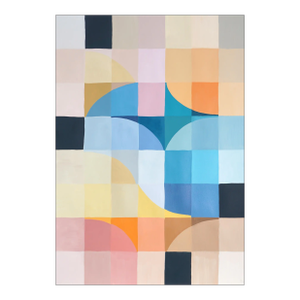 2025, Bauhaus Squares Grid Painting in Turquoise Tones, Gold Coast Daydream,