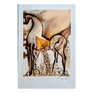 Salvador Dali, Horse of Troia, Signed and Numbered Color Lithograph, 1983 For Sale