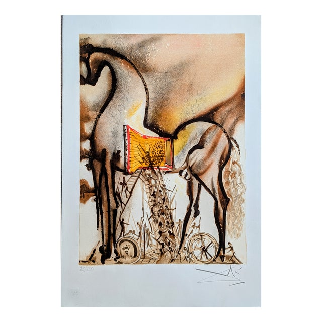Salvador Dali, Horse of Troia, Signed and Numbered Color Lithograph, 1983 For Sale
