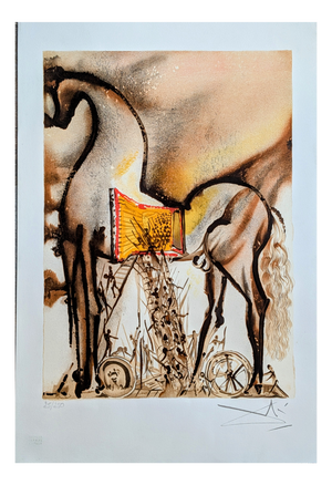 Salvador Dali, Horse of Troia, Signed and Numbered Color Lithograph, 1983