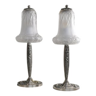 French Art Deco Lamp by Lorrain Daum 1930s France - A Pair For Sale