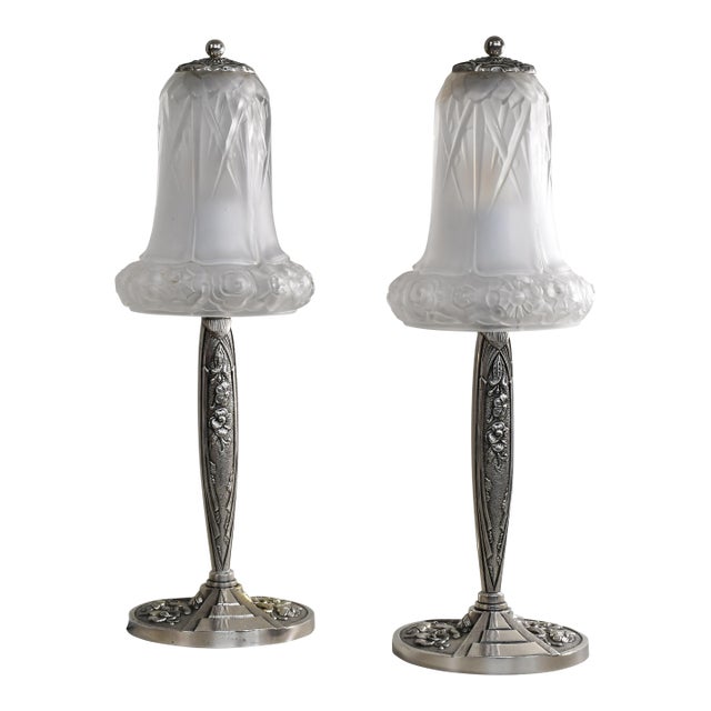 French Art Deco Lamp by Lorrain Daum 1930s France - A Pair For Sale