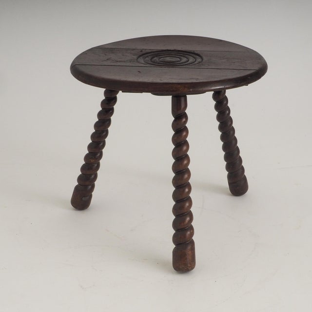French Oak Tripod Side Table attributed to Charles Dudouyt, 1950s For Sale - Image 12 of 18