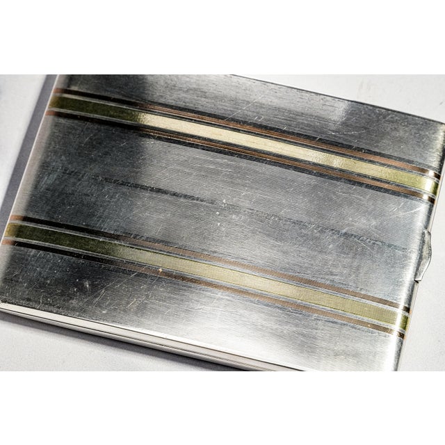 Stunning Art Deco Antique 14k Gold Inlay Sterling Silver Cigarette Card Case For Sale - Image 15 of 15