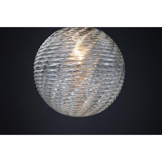 Large Mid-Century Modern Brass and Pattern Glass Pendants, Prague, 1960s For Sale - Image 10 of 15