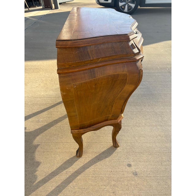 Mid 20th Century Vintage Italian Olivewood Rococo Bombe Commode For Sale - Image 5 of 9
