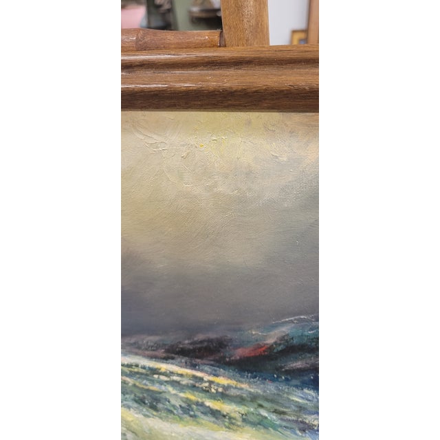 Paint MCM Oil Painting Ocean Rocks Scene For Sale - Image 7 of 9