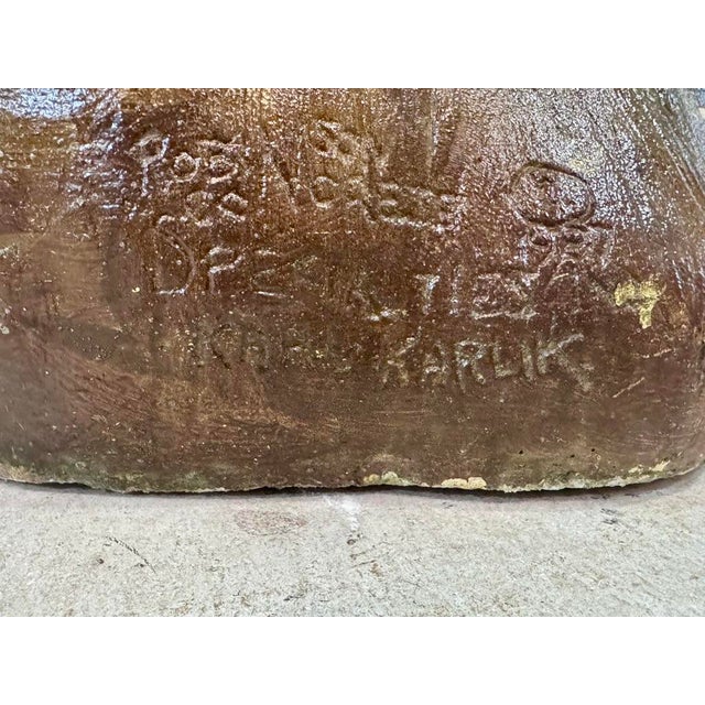 Monumental Vintage Cast Concrete Parrot Garden Statue Signed “Karlik?” For Sale - Image 11 of 12