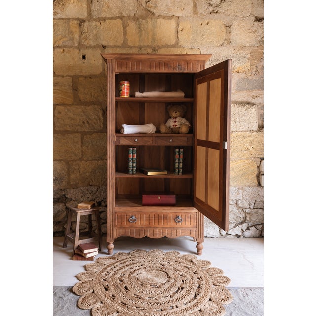 Antique Walnut Bonnetière with Beveled Mirror, 1930s For Sale - Image 4 of 9