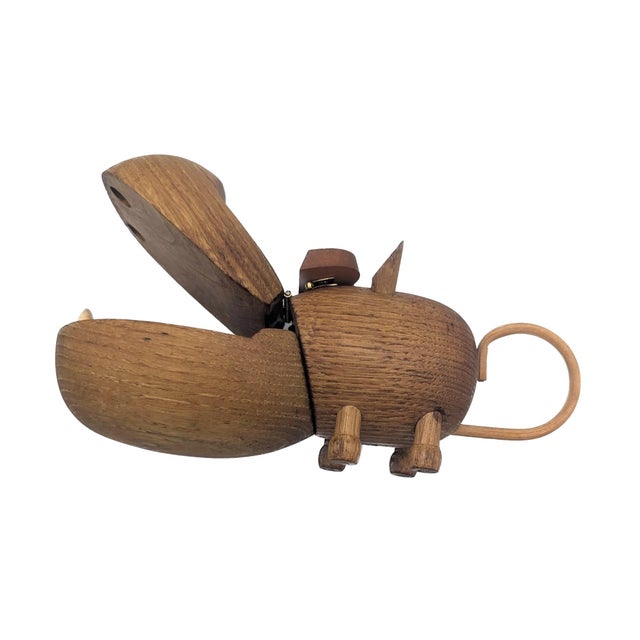 Mid-Century Modern 1950s Wood Hippopotamus Pen Rest and Trinket Box For Sale - Image 3 of 11