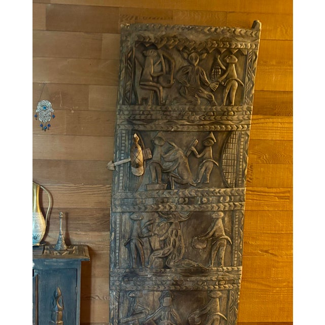 (Circa1880-1950) Hand Carved From Single Slab of Yoruba Art Nigerian Tribal African Dogon Door Panel For Sale In Portland, OR - Image 6 of 6