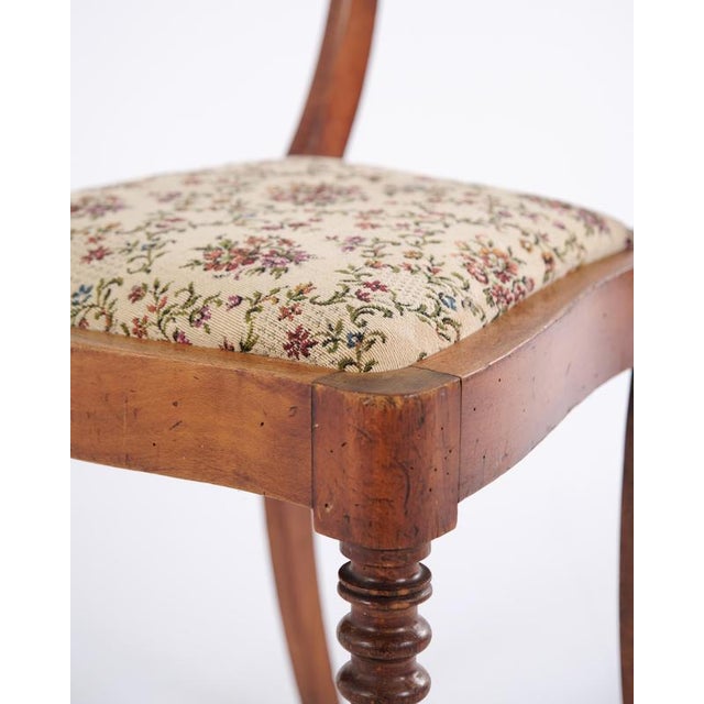 Late Empire Hall Chair in Mahogany and Floral Fabric, 19th Century For Sale - Image 6 of 11
