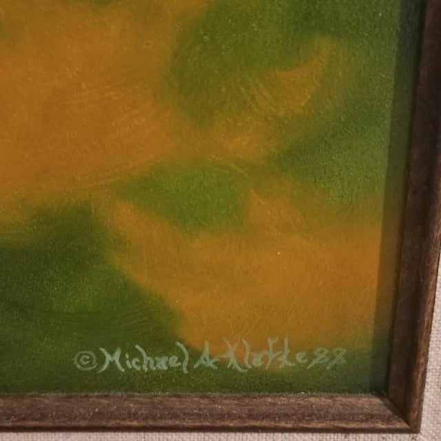 Realism Michael A. Kalfke, Original Hyper Realism Oil Painting Hummingbird W Lillies '88 For Sale - Image 3 of 6