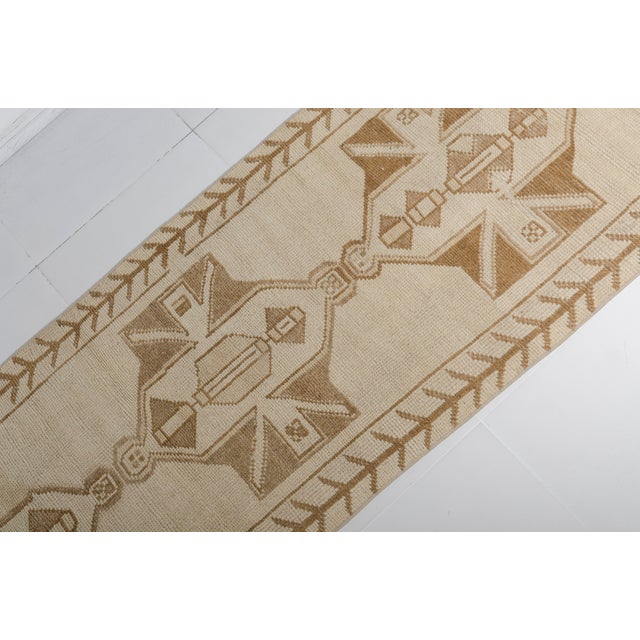Off White Oushak Vintage Hallway Runner Rug For Sale - Image 10 of 10