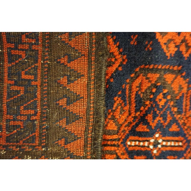 1900s Blue Navy Geometric Tribal Antique Persian Balouch Rug 2' 0'' X 2' 6'' Knotted Wool Carpet For Sale - Image 11 of 13