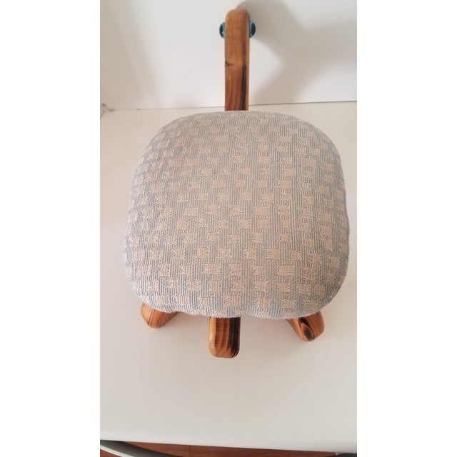 Vintage Knotty Pine Upholstered Turtle Foot Rest Chairish