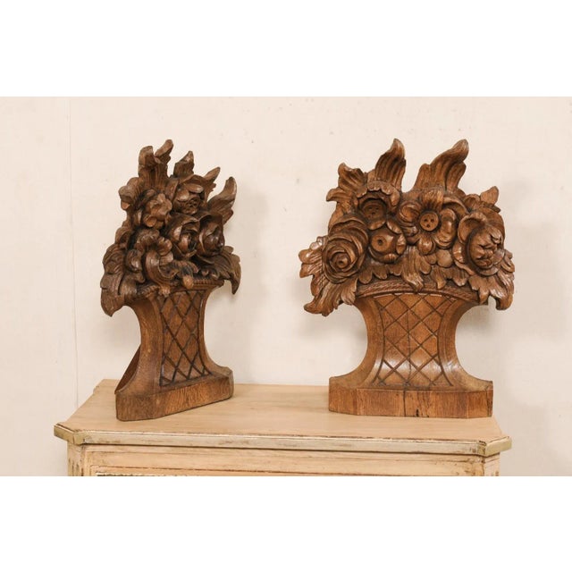 Figurative Mid 20th Century Carved-Wood Tabletop Floral Bouquets - A Pair For Sale - Image 3 of 10