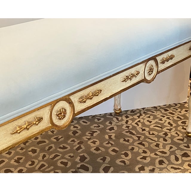 French Louis XVI Style Painted Bench, 1950s For Sale - Image 4 of 15