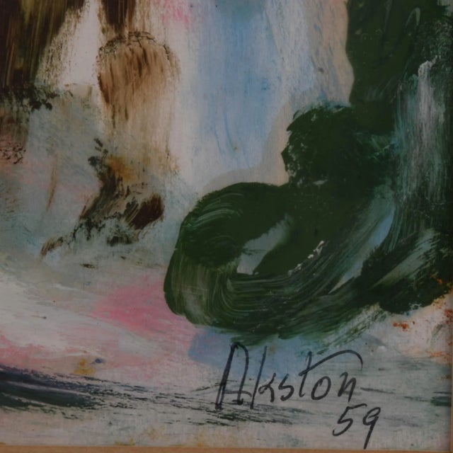 Framed Signed J. Akston "Untitled, 1959" Mixed Media on Paper For Sale - Image 4 of 12