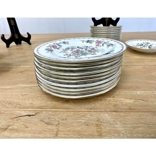 John Aynsley 1960s John Aynsley “Pembroke” Pattern Fine English Bone China: Teacups, Saucers and Dessert Plates - Set of 30 For Sale - Image 4 of 13