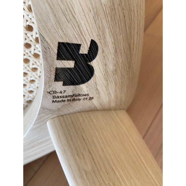 Beige Set of 4 Armless BassamFellows Brutus Chairs - Raw Oak & Double Caned Seats, Hand-Made in Italy For Sale - Image 8 of 11