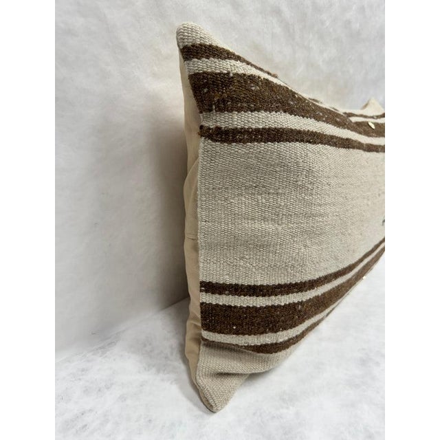 Turkish Hemp Pillow Cushion Natural Beige Brown Pillow Cushion Cover 16" x 24" For Sale - Image 4 of 4