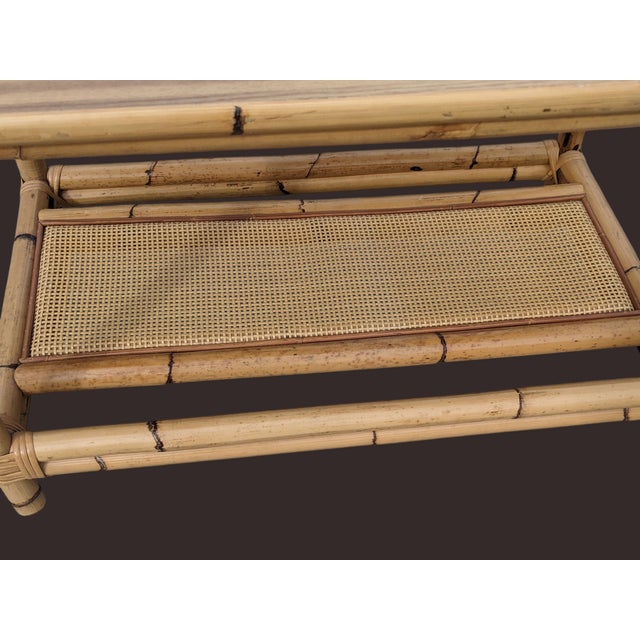 Vintage McGuire Style Mid Century Bamboo and Rattan Coffee Table For Sale - Image 10 of 11