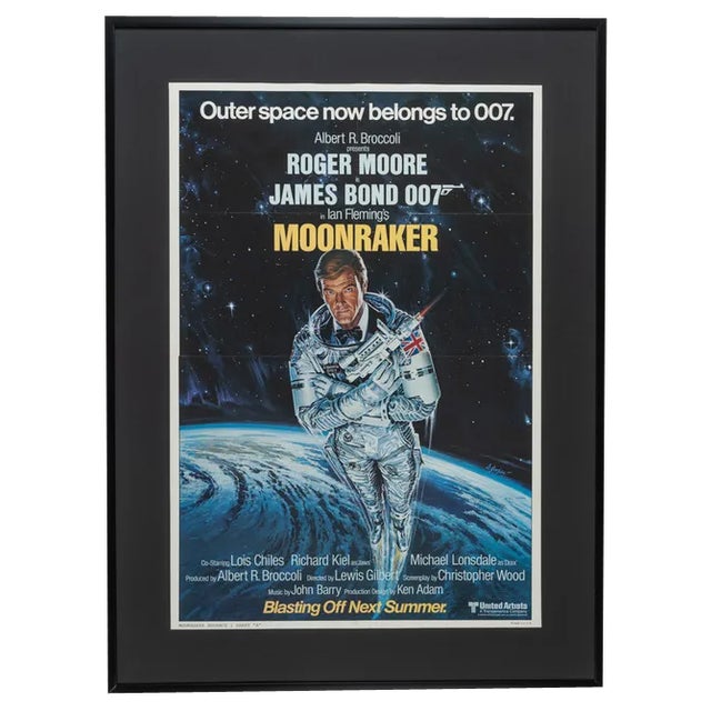 Moonraker Film Announcement Poster with Roger Moore For Sale