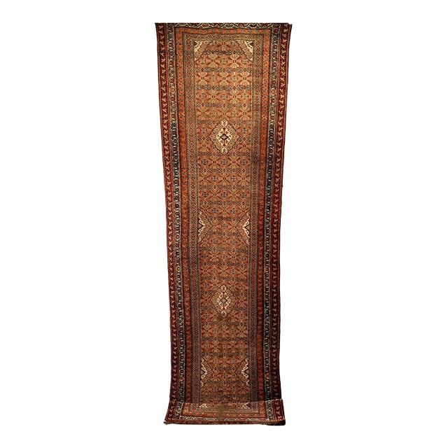 Antique Persian Serab Camelhair Runner, Geometric Pattern, Wool, 1890s For Sale